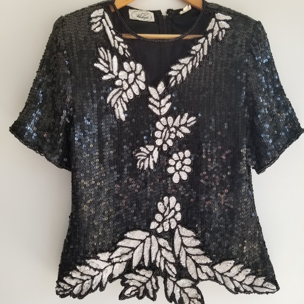 Vintage black sequin top
